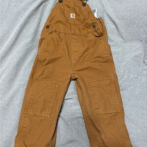 Carhartt Tan and Blue Plaid Overalls